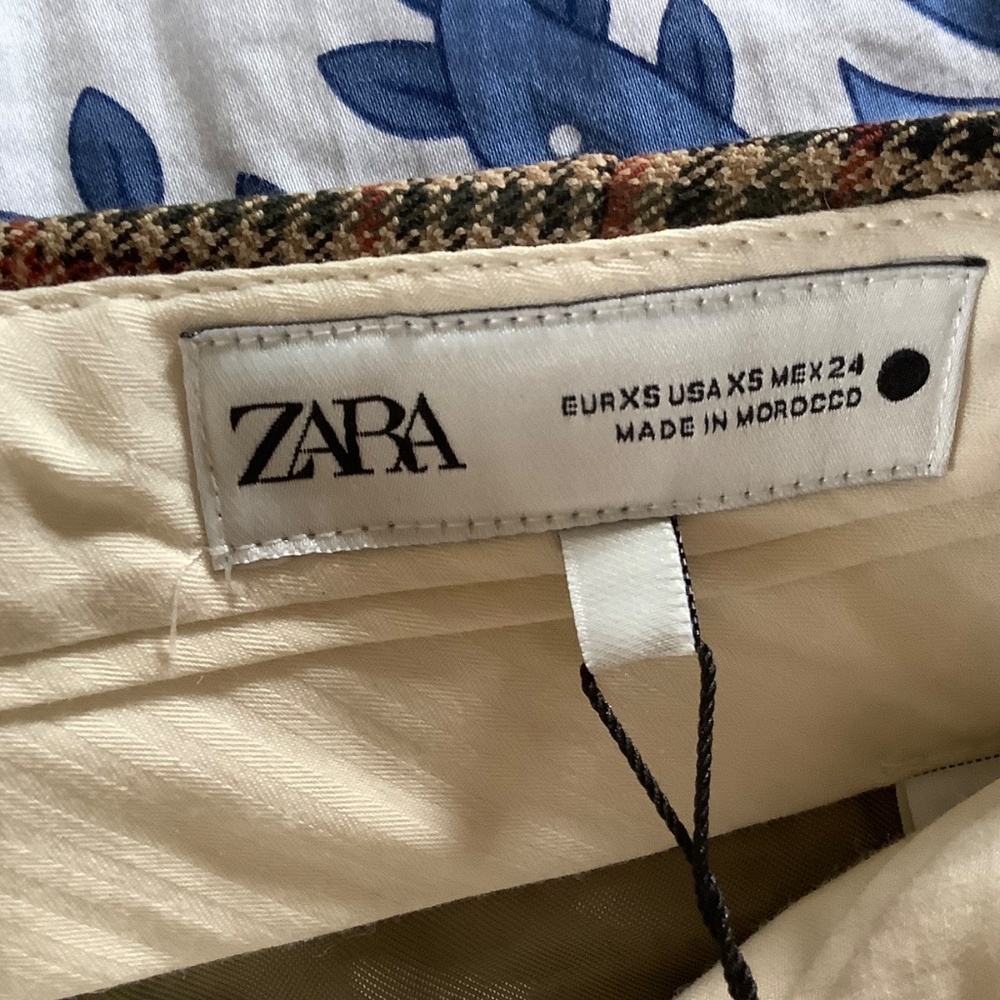 ZARA Women Collection Check Darted Trousers Light Brown SZ XS - Picture 14 of 16